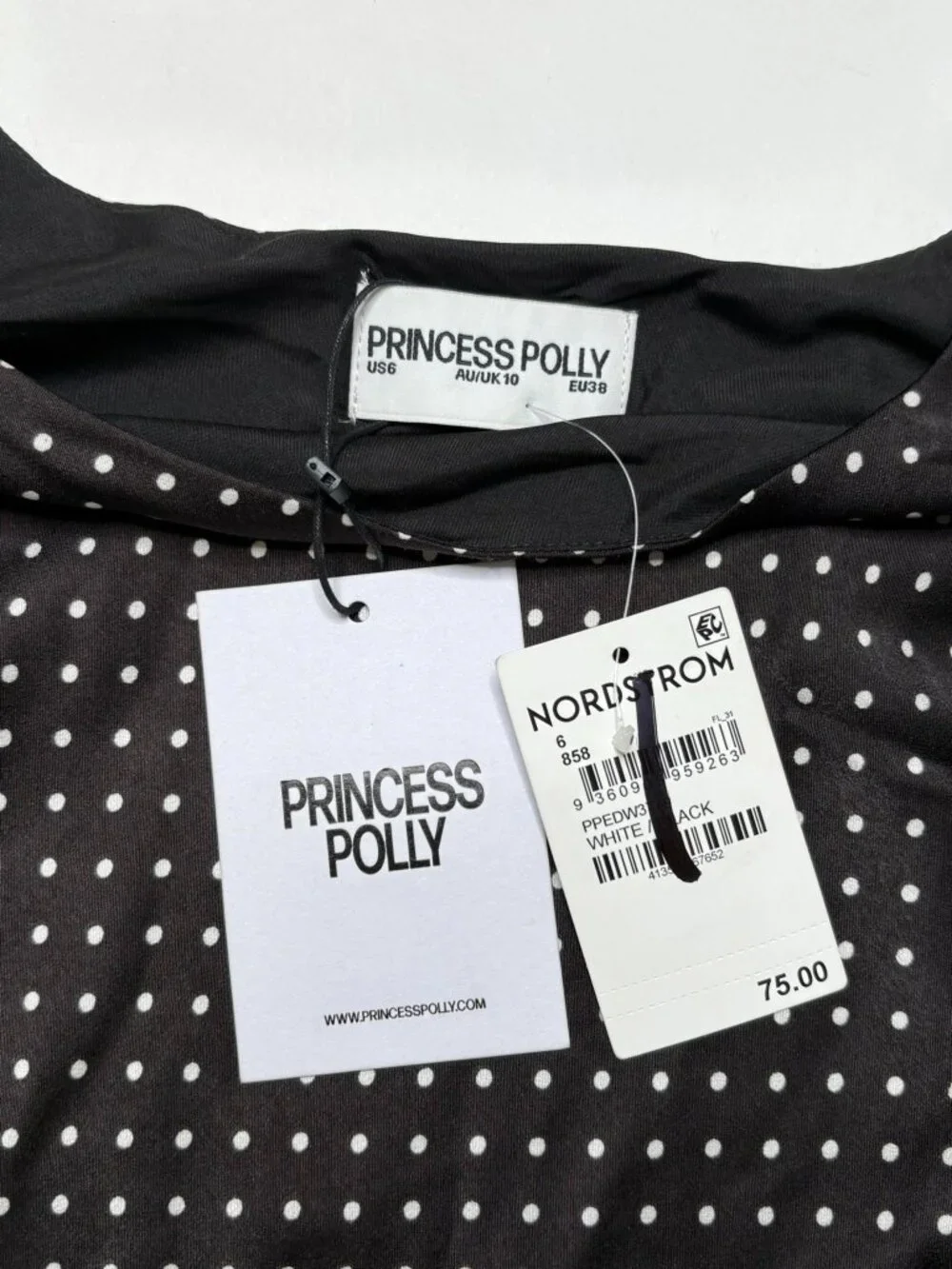 Princess Polly Lucienna Polka Dot Mini Dress Black White Size 6 NWT - Picture 6 of 13